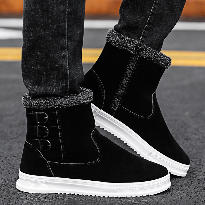 Winter men's shoes bread shoes men's boots Northeastern high cylinder snowshoeing boots Men's warm and suede short boots Two cotton shoes Martin cotton boots