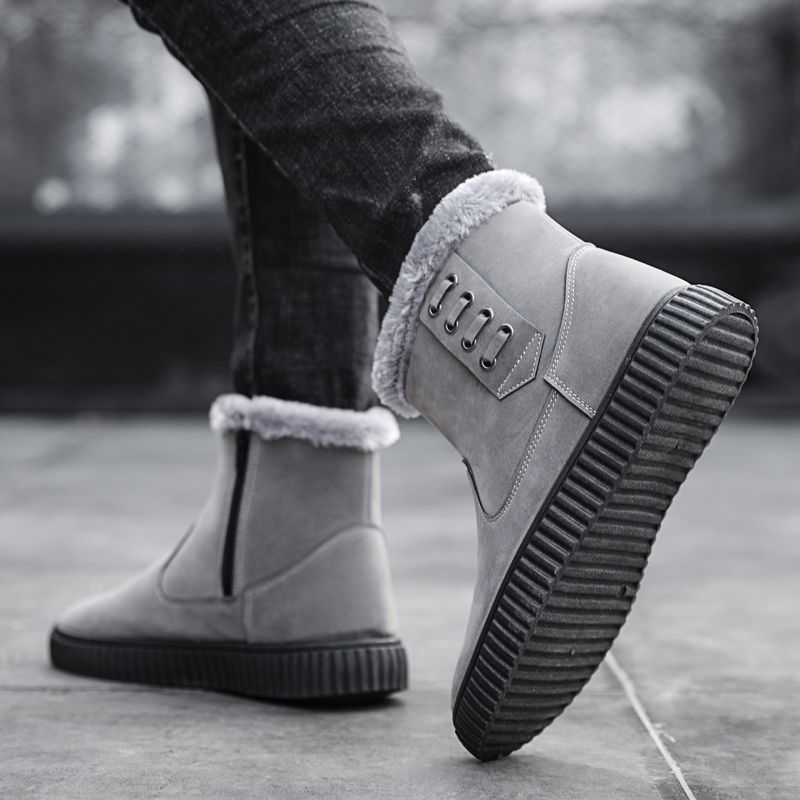 Winter men's snow boots warm waterproof non-slip cotton boots padded northeast plus velvet cotton shoes Joker Martin bread shoes