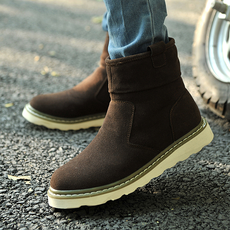 Winter warmth plus suede cotton shoes Men's waterproof men's shoes thickened bread Northeastern men's snow boots One foot pedal Martin boots