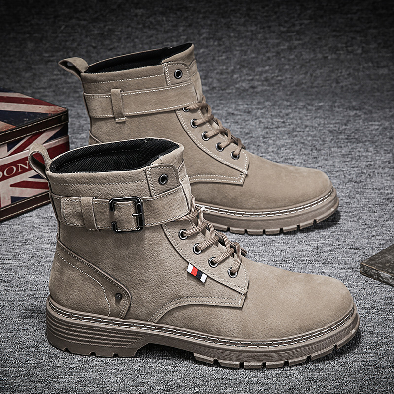 Martin Boots Man Tooling Boots High Cylinder Snowy Boots Midcylinder Shoes Inglées Windy Winter Men's Men's Shoes Plus Suede Autumn Winter