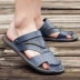 Dép mới mùa hè 2018 Baotou dép nam da giản dị nam lái xe cá tính - Sandal Sandal