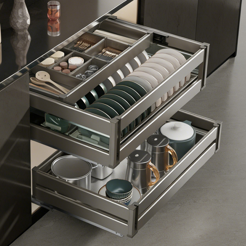 Gold Medal Kitchen Cabinet Pull-Out Basket, Seasoning Basket, Drawer, Stainless Steel Cookware Storage, Built-In Bowl Basket, Three-Layer Pull-Out Basket Gold Medal Kitchen Cabinet Pull-Out Basket, Seasoning Basket, Drawer, Stainless Steel Cookware Storage, Built-In Bowl Basket, Three-Layer Pull-Out Basket