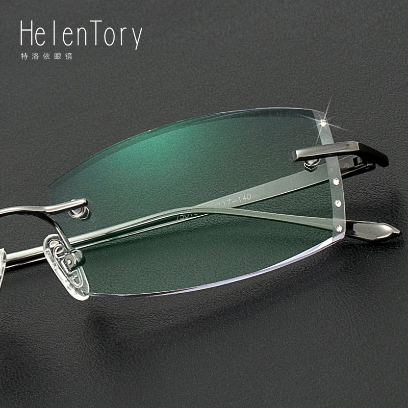 Pure Titanium Rimless Nearsighted Glasses Frame with Prescription Lenses, Finished Product, Men's Ultra-Light Eyeglass Frame, Photochromic
