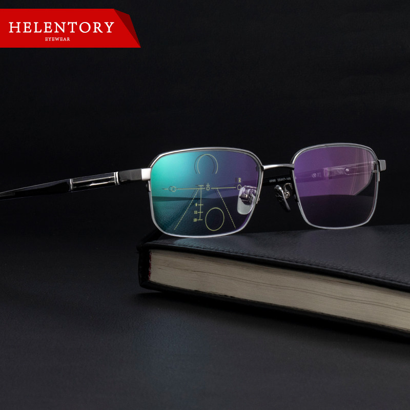 Pure titanium business intelligent zoom glasses male far and near dual dual light anti fatigue progressive multi-focus glasses with finished products
