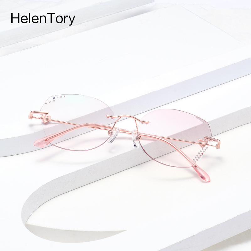 HelenTory edge-cut diamond-set comfortable glasses frame Female Korean version of thin face beauty can be equipped with degrees
