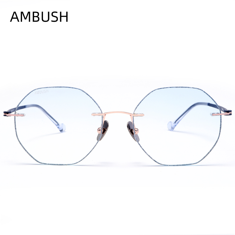 Ambush Korean version ultra light pure titanium myopia glasses female fit flat light with degree anti-radiation blue light retro no frame