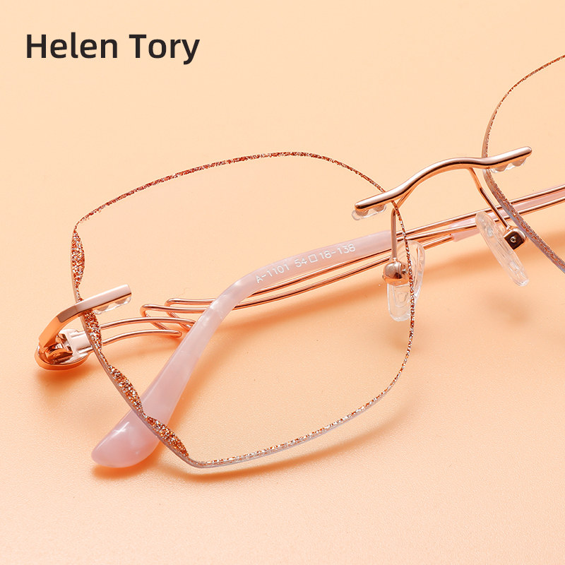 Helentory red myopic glasses for women can be fitted with a large face to show thin eyes without frame tide