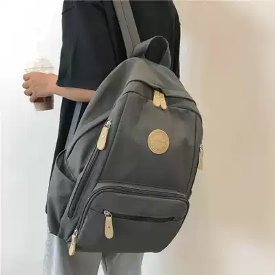 Large capacity schoolbag female ins Korean version of college student backpack High School retro ancient sense campus multi-pocket backpack