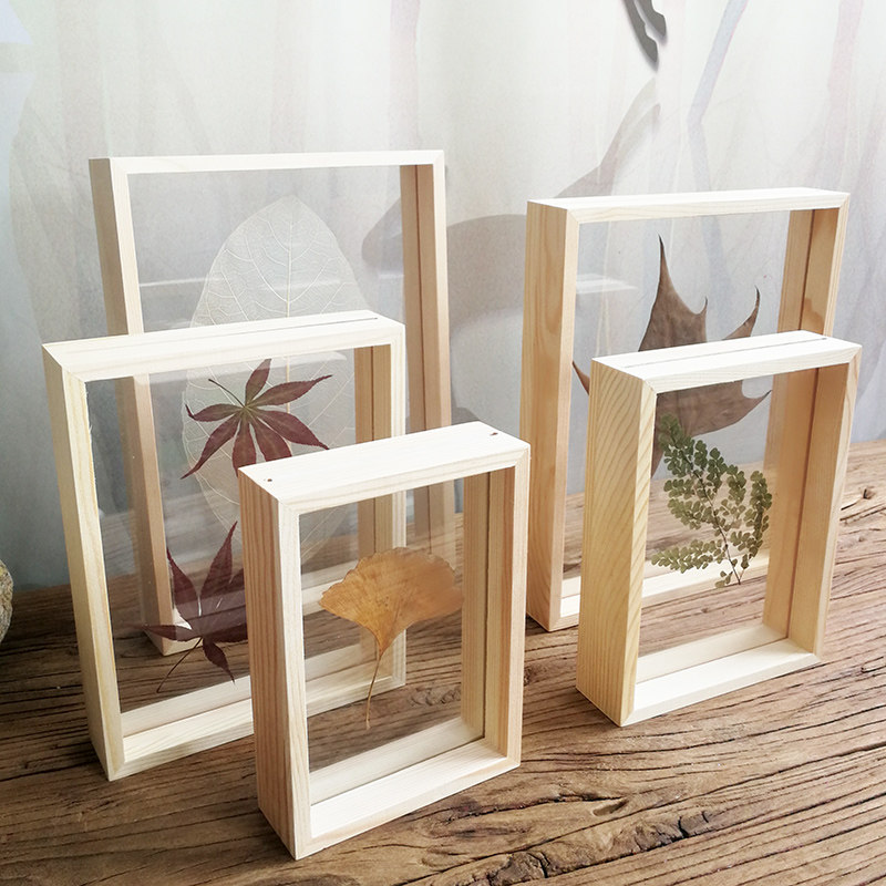 Minimyoo Type Organic Glass Solid Wood Photo Frame Drying Flowers Plant Specimen Frame Bifacial Photo Frame Modern Like Frame frame