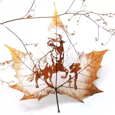 2021 Booru real leaf specimen decoration painting pendants animal series pastoral style New Year gift creativity