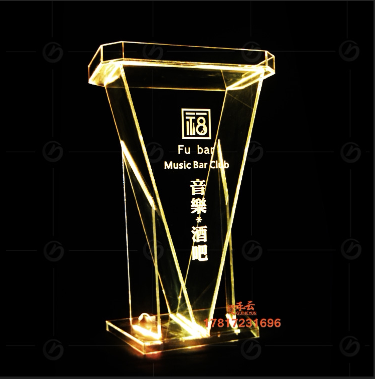Transparent Acrylic Lecture Desk Hotel Dining Hall Receptionist reception desk Luminous Parking Terrace speaking desk