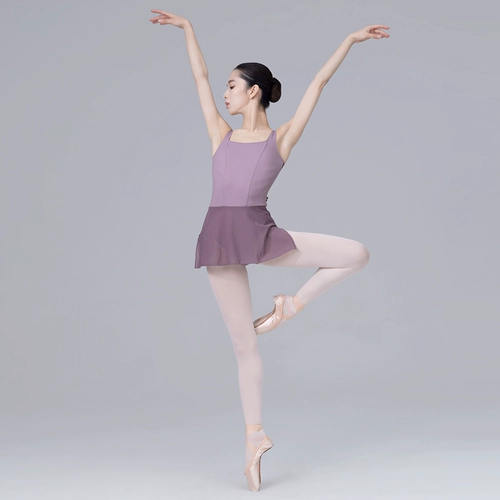 Маленький жасминовый фиолетовый жилет с юбкой, гимнастический костюм, сетчатый костюм «все в одном», костюм для взрослых, балетный тренировочный костюм