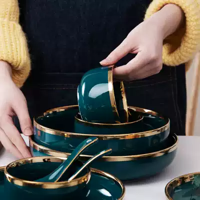 Dish set Household light luxury Phnom Penh high-value tableware Nordic style plate rice bowl set plate plate fish plate