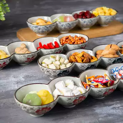 Bowl household ceramic separated fruit creative Japanese tableware candy four-way Bowl seasoning salad
