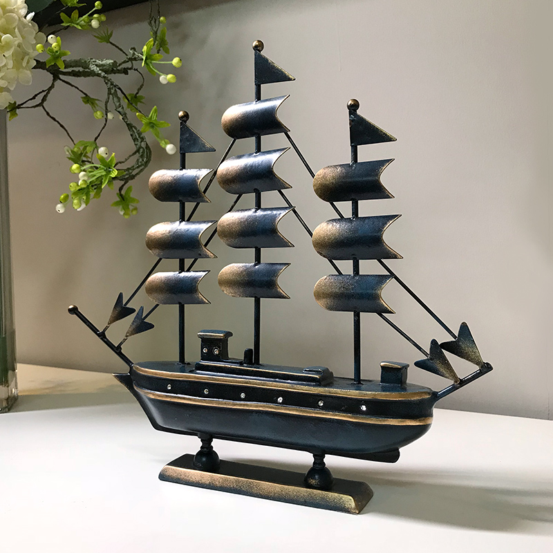 Smooth sailing sailboat model decoration creative living room wine cabinet decoration TV cabinet old-fashioned retro home accessories