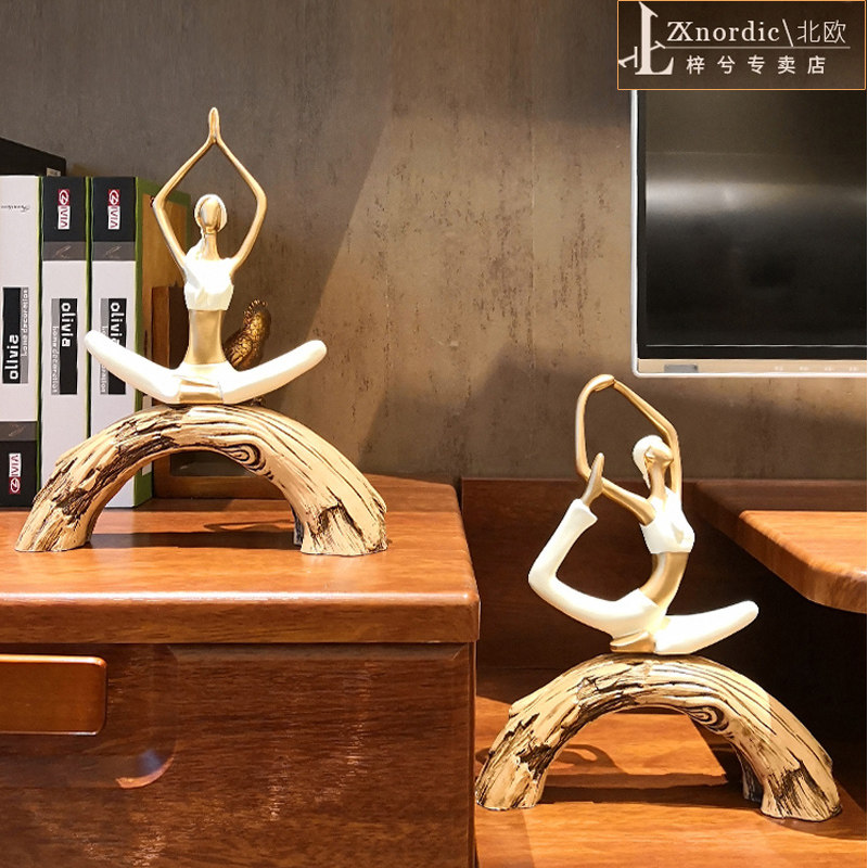 New Chinese Meditation Yoga Pendulum pieces Handicraft Figures Living Room Wine Cabinet Decorations Creative Bookcase Bogu Shelf Furnishing