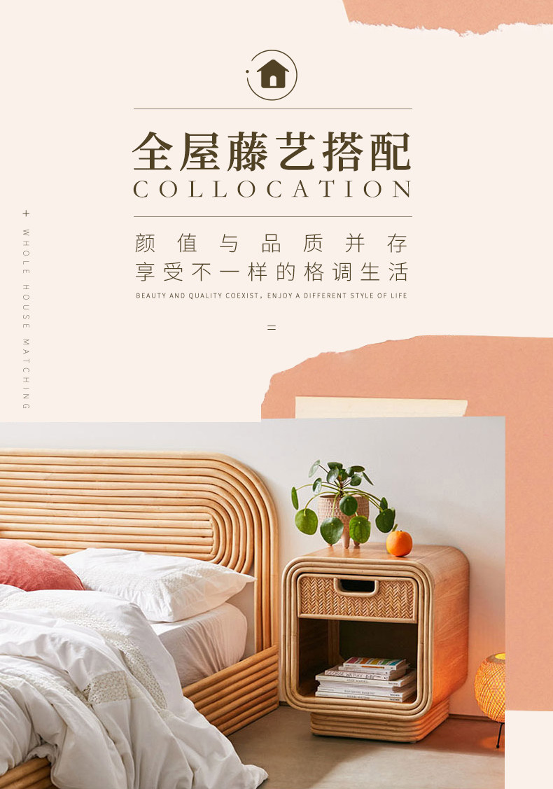 ширма 印尼真藤实木折叠屏风橡木现代简约藤编隔断北欧家用客厅移动折屏 Vines Princess