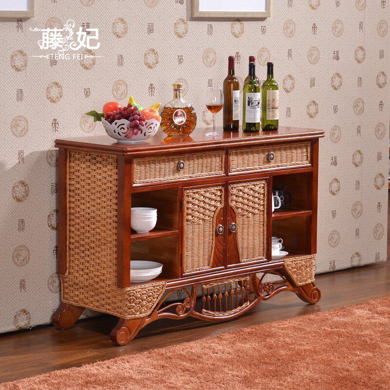 Toffee Vine choreography cabinet Rattan Dining Cabinet Kitchen tea Water cabinet Southeast Asian Style Home Furniture Solid Wood Dining Room Cabinet