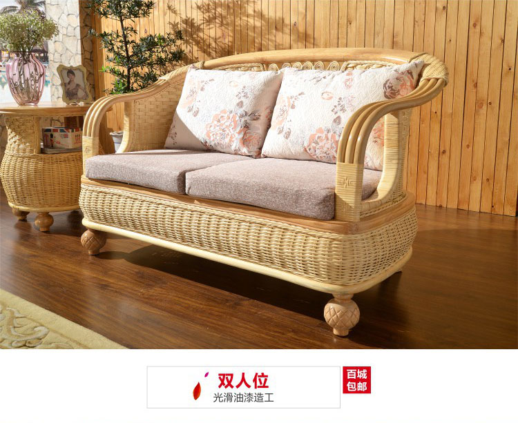 Điều biên soạn ghế wicker ghế sofa phòng trời mây căn hộ nhỏ phòng khách bảng ba cà phê ba mảnh kết hợp của đồ gỗ nội thất mây tre đan - Ghế sô pha sopha phòng khách