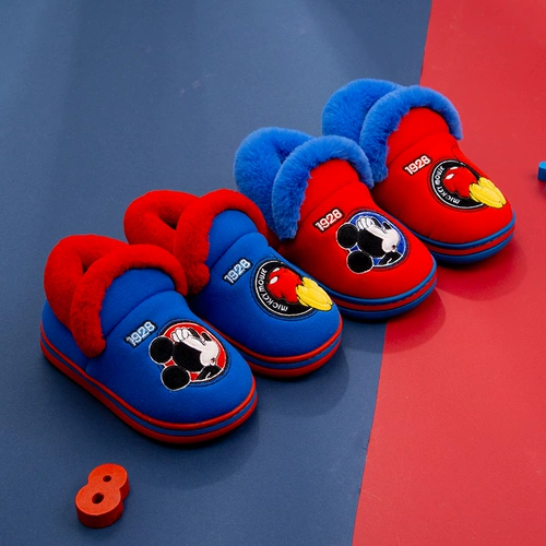 Дисней, детские мультяшные тапочки, демисезонная нескользящая удерживающая тепло обувь для девочек для мальчиков