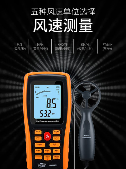 Biaozhi Split-Type Anemometer Wind Speed and Temperature Meter Digital Display Anemometer Wind Speed Measuring Instrument