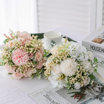 Rose simulation flower wedding bouquet indoor living room fake flower decoration table coffee table flower arrangement ornaments silk plastic