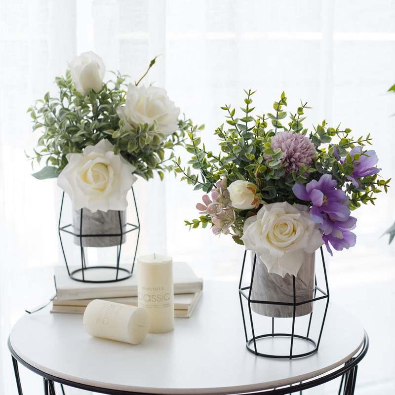 Nordic Fake Flower Emulation Flower Pendulum Pieces Living-room Floral Bouquet Decoration Tea Table Flower Pendulum Floral Flowers Drying Floral Floral Furnishing