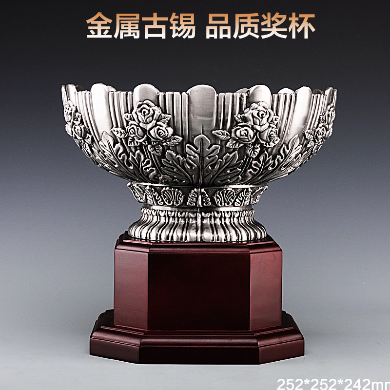 Metal Trophy Basketball Soccer Team Champion Golf Tournament Grand Prix Mahogany Base Event Awards Souvenir