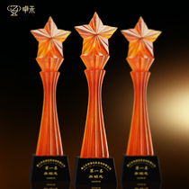 Zhuohe personality five-pointed star glazed trophy customized Creative Enterprise Annual Meeting outstanding employee star of the Year Award