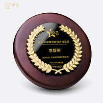 Zhuohe metal wheat ear medals customized lettering honors joining agent appointment high-grade wooden license