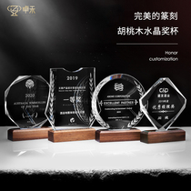 Personality Crystal Trophy Customized Creative Trophy Enterprise Annual Meeting Excellent Employee Solid Wood Licensee Medal