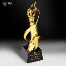 Zhuohe resin gilded trophy customized creative goddess little gold man dance competition personal honor Trophy