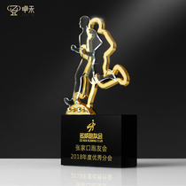 Zhuohe frontrunner Metal trophy custom creative lettering Enterprise industry running competition award crystal souvenir