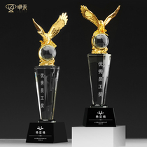 Zhuohe Metal Trophy Customized Creative Eagle Wings Enterprise Individual Excellent Staff Customized Crystal Trophy