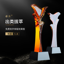 √ Zhuohe glazed crystal trophy customized creative Flying Eagle glory award trophy high-end gift box souvenir