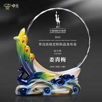 Zhuohe Ceramic Crystal Trophy Customized Creative Anniversary Celebration Classic Peacock Thanks Medals Customized Licensing