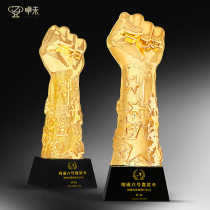 Zhuohe high-end metal fist trophy customized to force Cup Boxing Championship Trophy