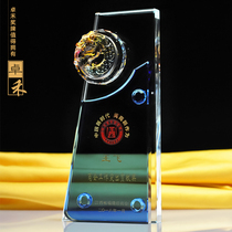 Dragon fish glazed Crystal medals customized blue medals customized free lettering company annual meeting gift souvenirs