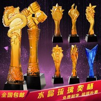 Crystal glaze Trophy medals customized creative enterprise honor award trophy prize free lettering