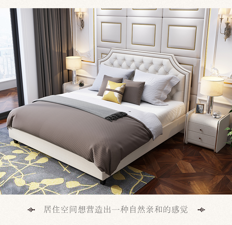 Gejie Shi American Red màn ngủ vải 1,8 m giường đôi nhỏ gọn căn hộ tổng thể giường giường ngủ hôn nhân nhỏ hiện đại - Giường giường công chúa