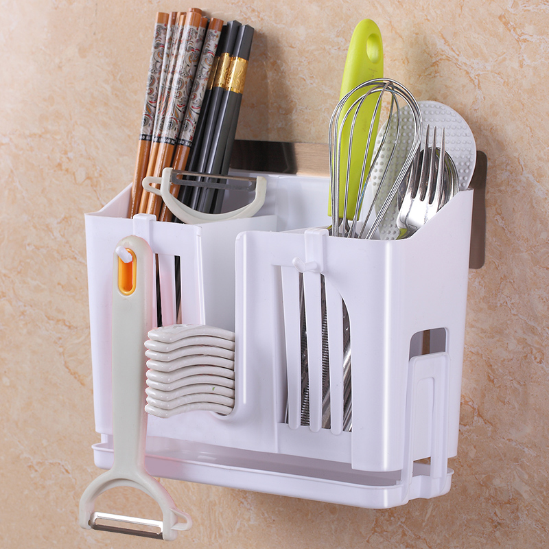 Multifunctional chopsticks tube wall-mounted chopsticks cage plastic chopsticks hold water tableware rack chopsticks storage box