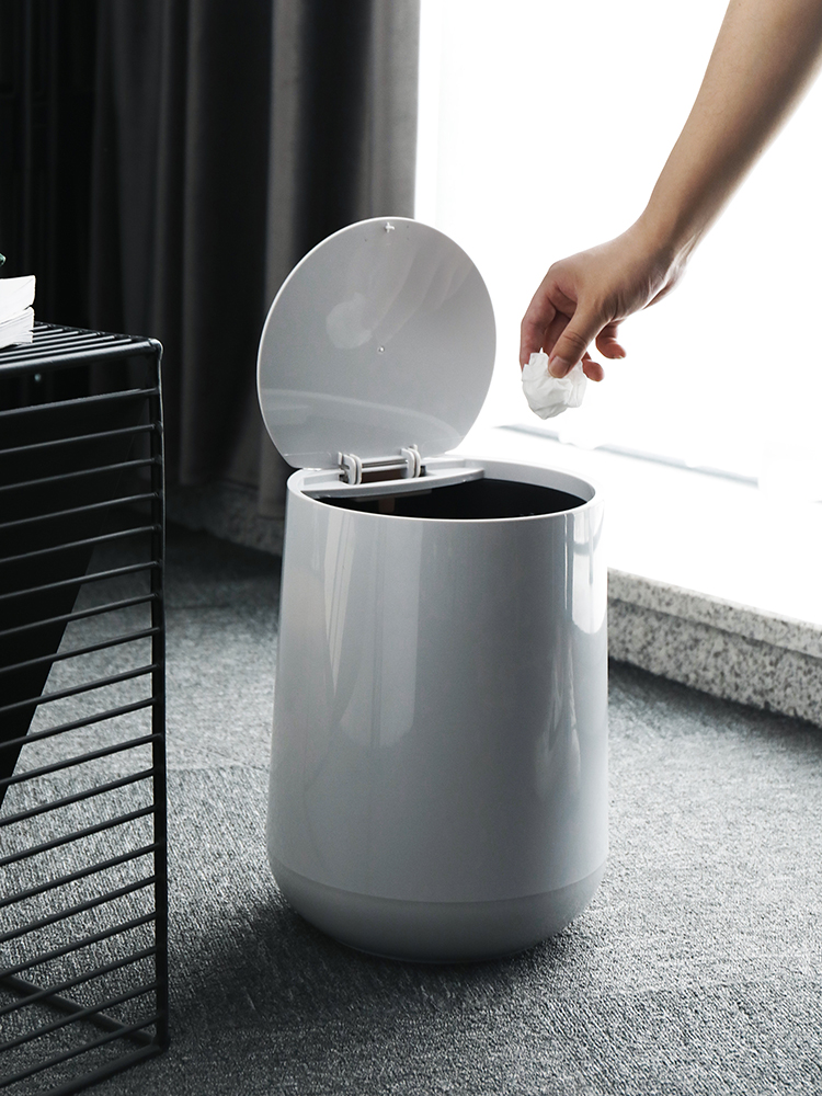 Nordic trash can toilet Household powder room with lid Light luxury wind Kitchen living room high-end simple modern garbage bucket