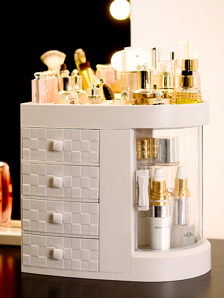 Cosmetics storage box Desktop with drawer Dormitory makeup box storage shelf Bedroom grid skin care products shelf