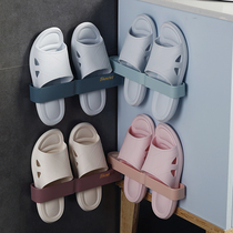 Wall-mounted shoe rack storage artifact simple door bathroom drain slippers shelf non-perforated wall toilet