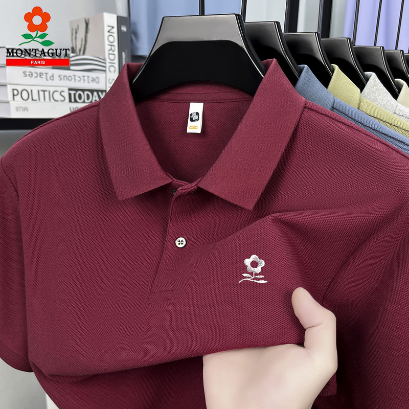 Montagut Men's Short-Sleeved T-Shirt Summer New Style Lapel Top Middle-Aged Loose Large Size Casual Pure Cotton Polo Shirt Montagut Men's Short-Sleeved T-Shirt Summer New Style Lapel Top Middle-Aged Loose Large Size Casual Pure Cotton Polo Shirt