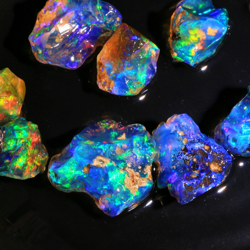 M13 Natural African Aquamarine Opal Raw Stone Ore Opal Crystal Colored Gemstone Mineral Teaching and Cognitive Specimen