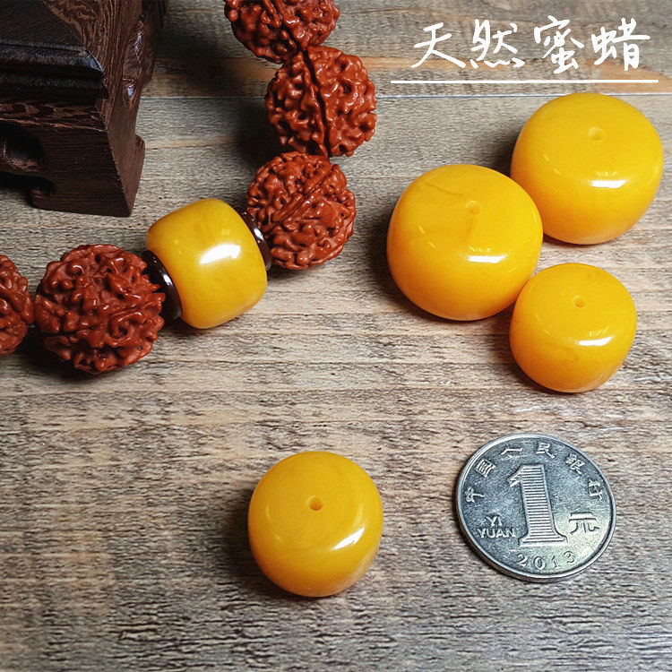 天然老蜜蜡桶珠车轮珠鼓珠腰珠圆珠顶珠三通佛头金刚菩提手串配饰