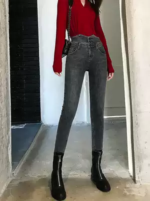 Spring and Autumn High Waist Denim Pipe Pants Women 2021 New Korean Skinny Pants Slim Slim Stretch Pencil Pants
