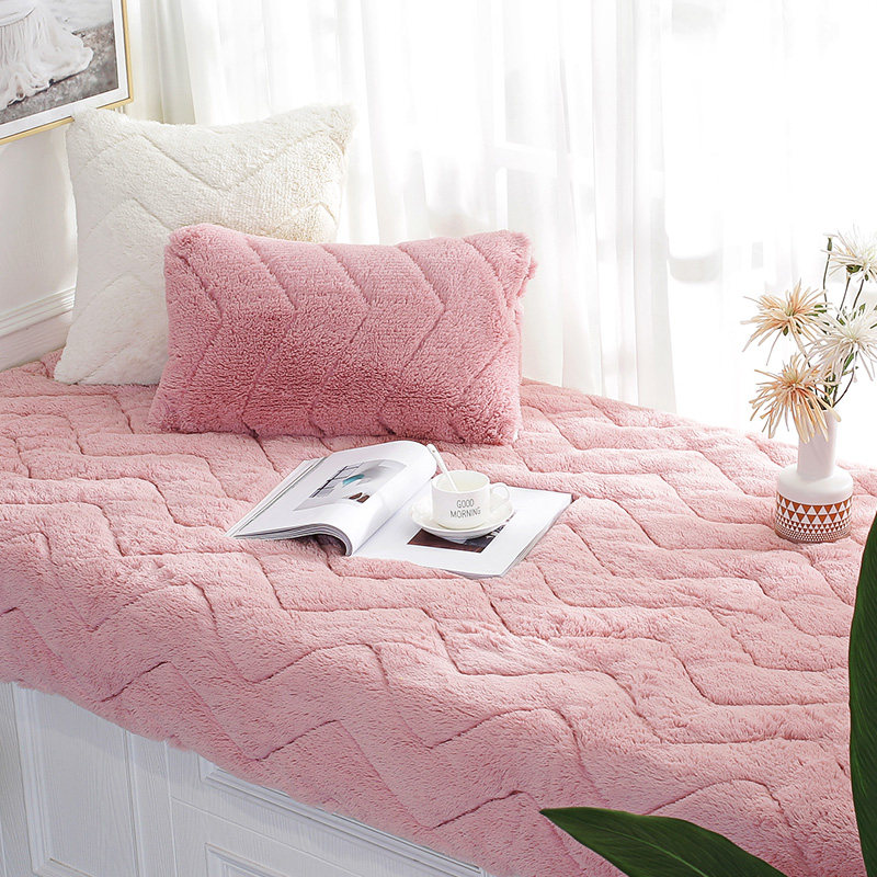 Long-haired bay window cushion cover window sill cushion bedroom balcony cushion blanket modern minimalist plush tatami cushion custom-made
