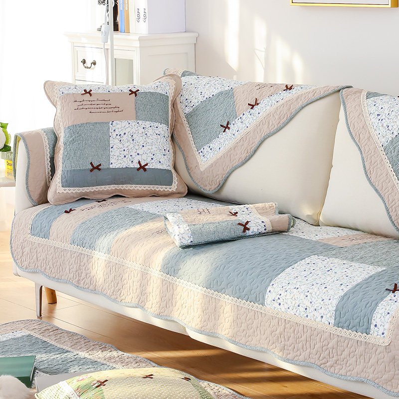 Four seasons pastoral cotton sofa cushion European-style fabric non-slip leather sofa cushion cotton summer non-slip back towel cover